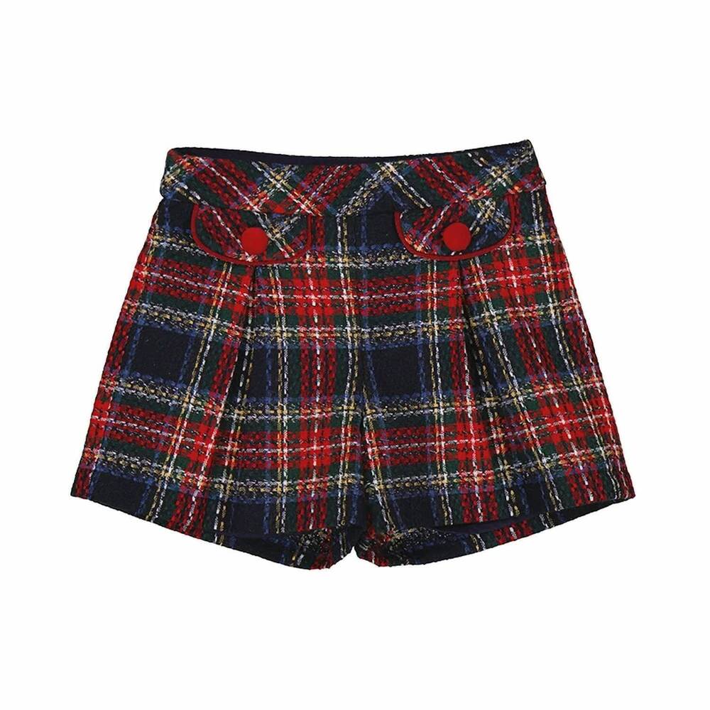 NEW MAYORAL kid's plaid pull-on shorts in red